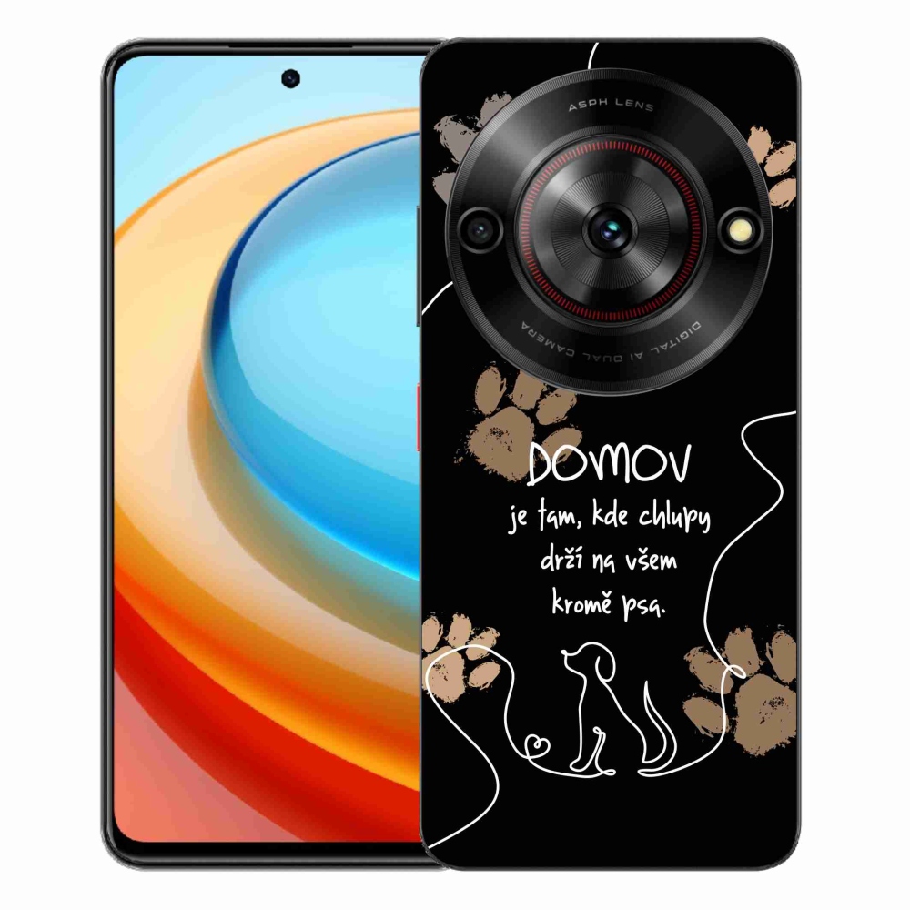 Gelový kryt mmCase na ZTE Blade A75 - psí motiv černé pozadí
