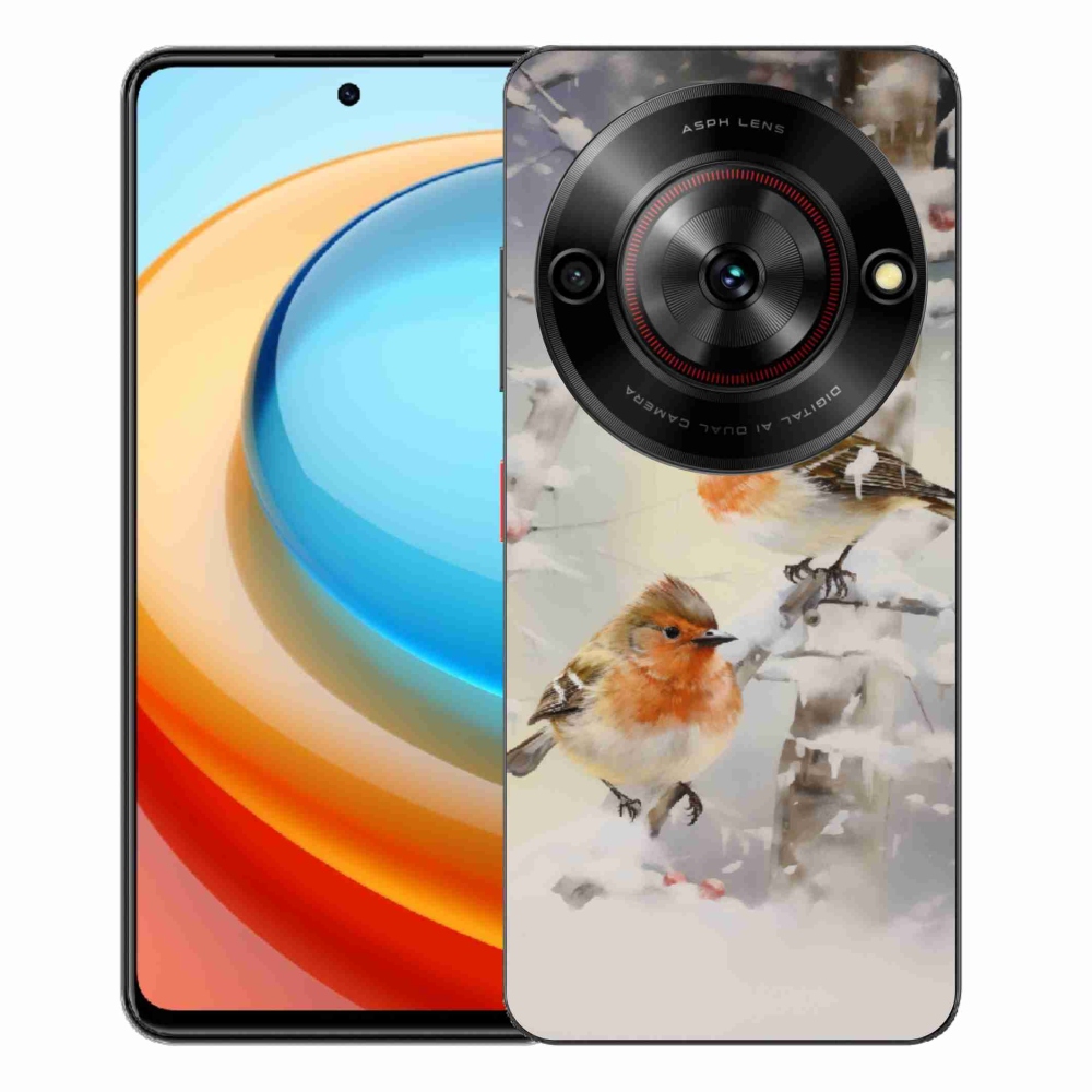 Gelový kryt mmCase na ZTE Blade A75 - ptáčci v zimě