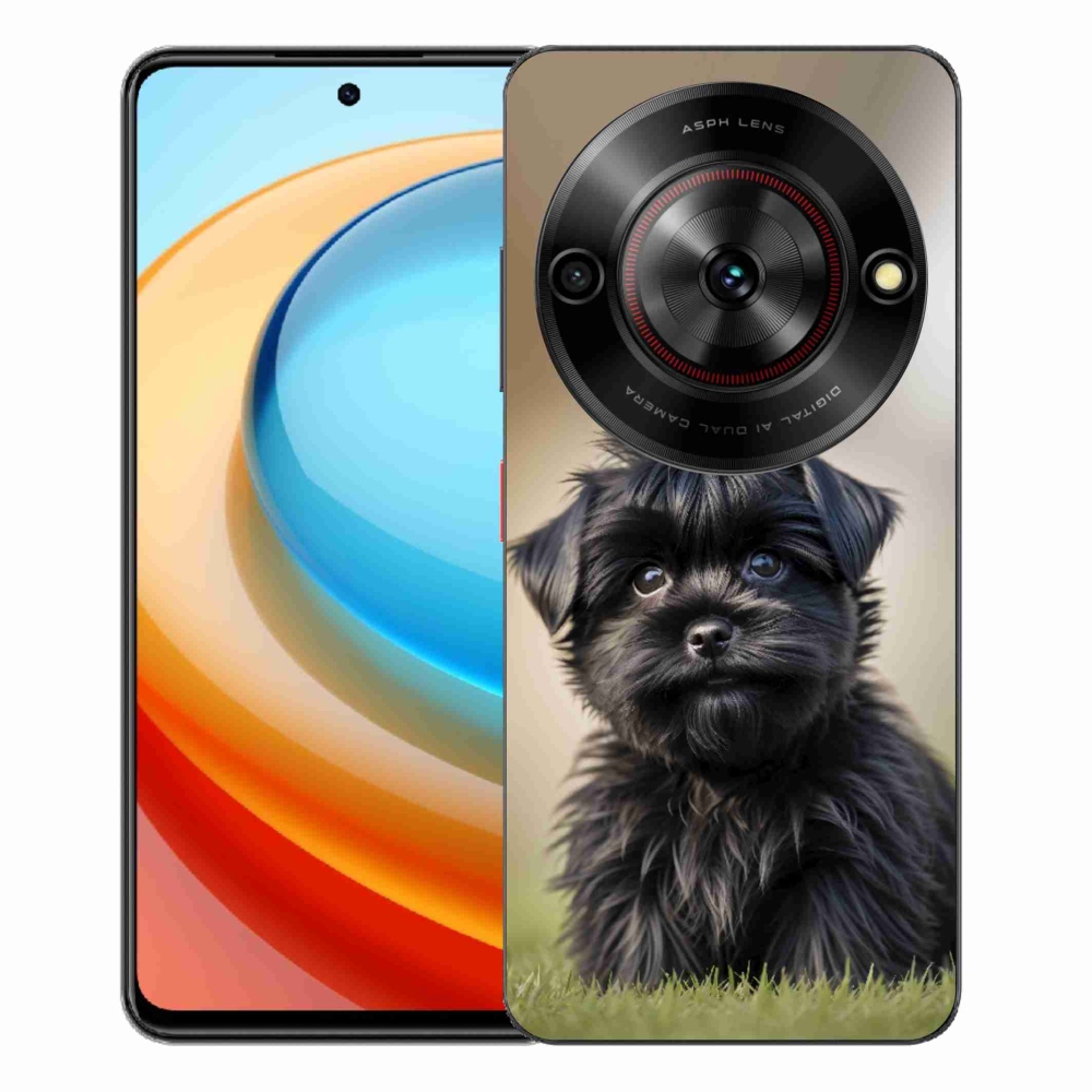 Gelový kryt mmCase na ZTE Blade A75 - roztomilý černý pejsek