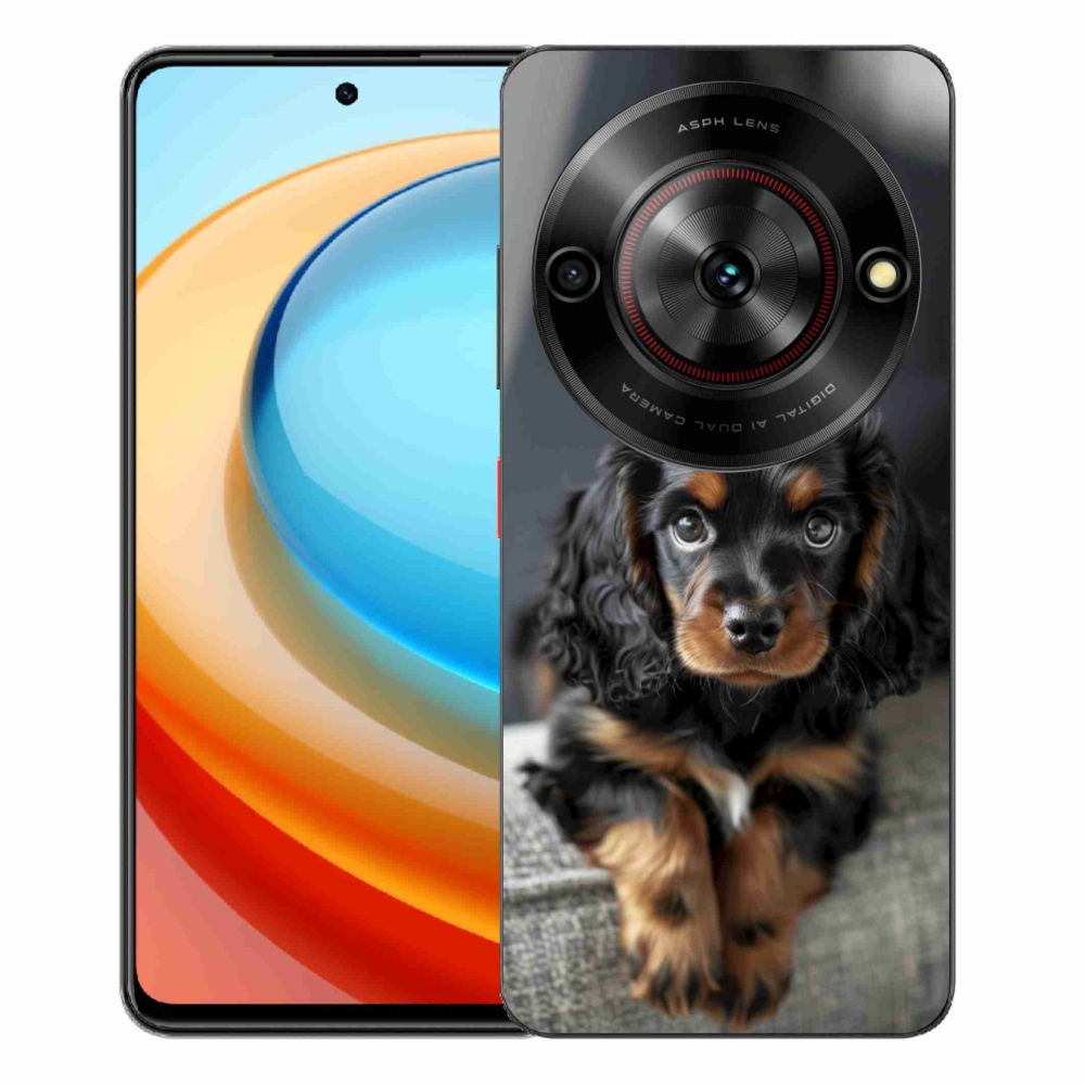 Gelový kryt mmCase na ZTE Blade A75 - roztomilý dlouhosrstý jezevčík