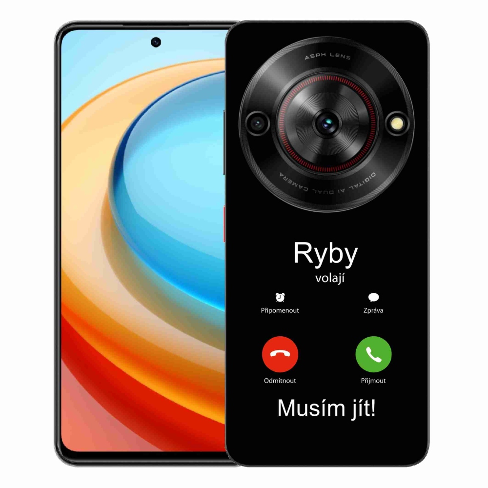 Gelový kryt mmCase na ZTE Blade A75 - ryby volají černé pozadí