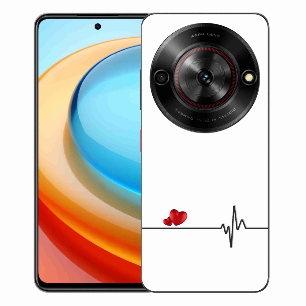Gelový kryt mmCase na ZTE Blade A75 - srdce a tep bílé pozadí