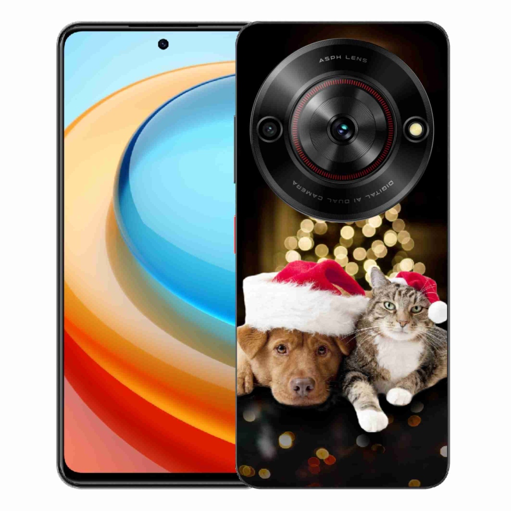Gelový kryt mmCase na ZTE Blade A75 - vánoční pes a kočka