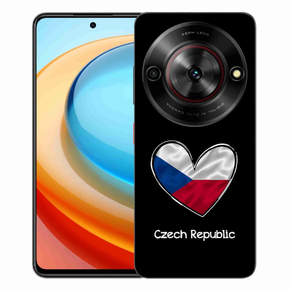 Gelový kryt mmCase na ZTE Blade A75 - vlajka srdce černé pozadí
