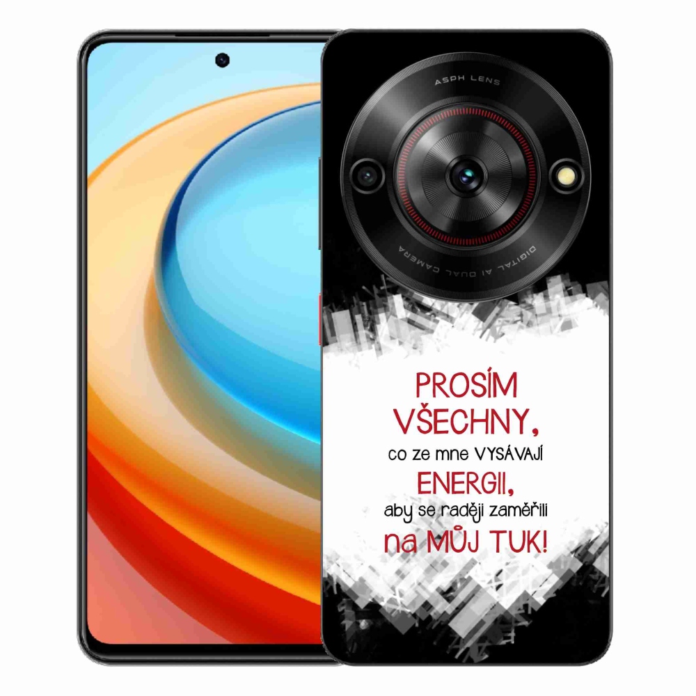 Gelový kryt mmCase na ZTE Blade A75 - vtipný text 1 červený