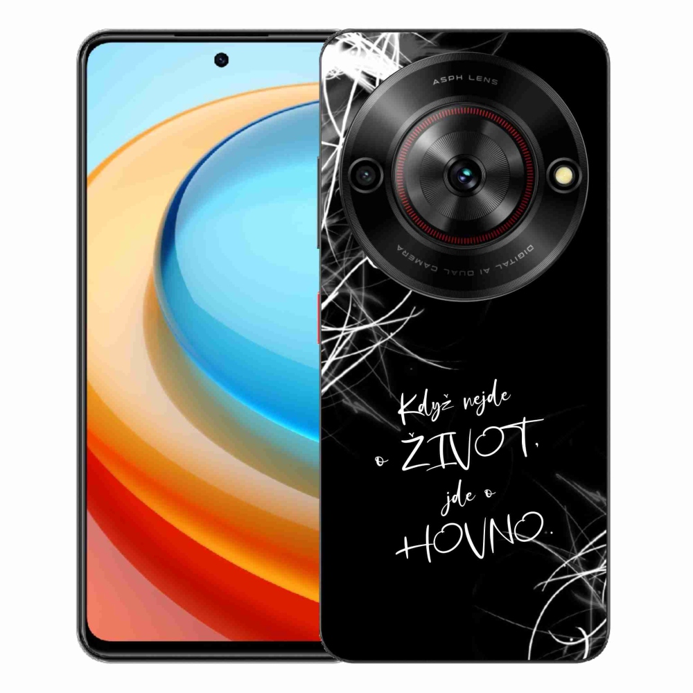 Gelový kryt mmCase na ZTE Blade A75 - vtipný text 16 černé pozadí