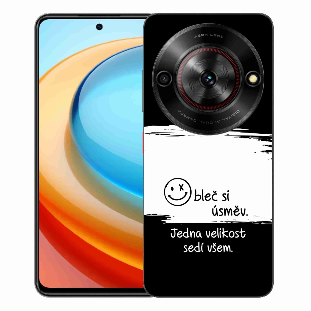 Gelový kryt mmCase na ZTE Blade A75 - vtipný text 8 bíločerné pozadí