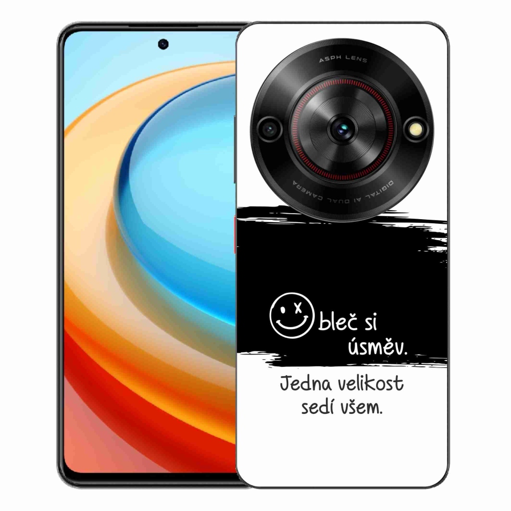 Gelový kryt mmCase na ZTE Blade A75 - vtipný text 8 černobílé pozadí