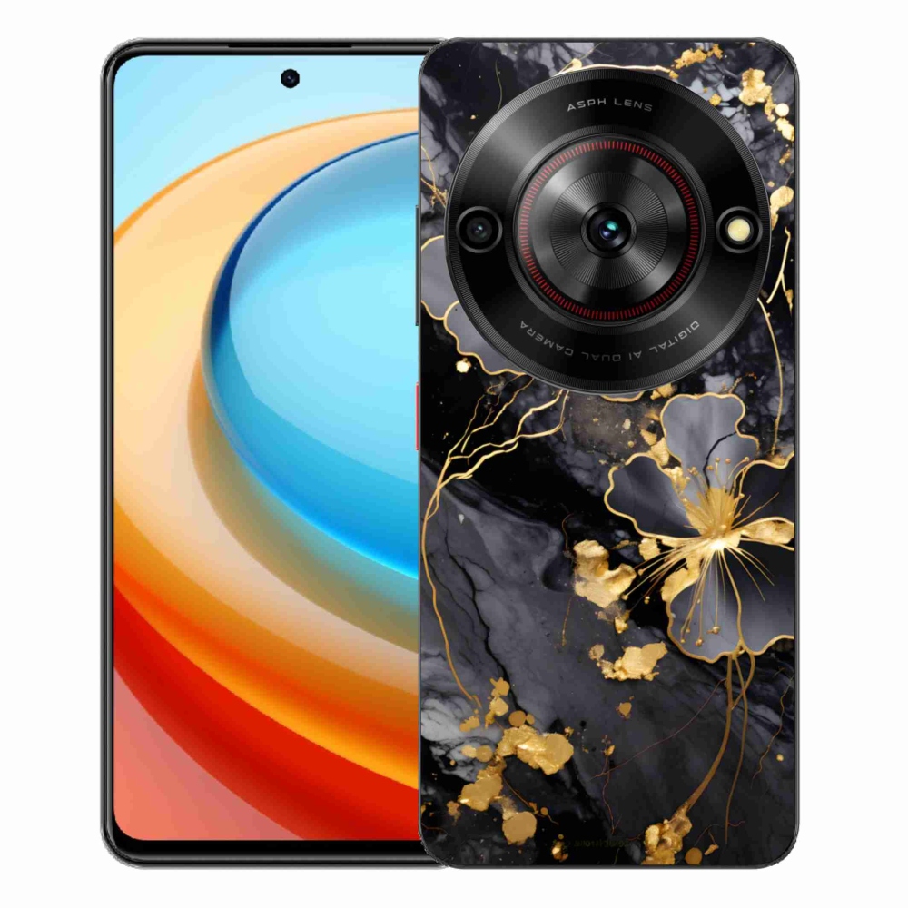 Gelový kryt mmCase na ZTE Blade A75 - zlaté květy