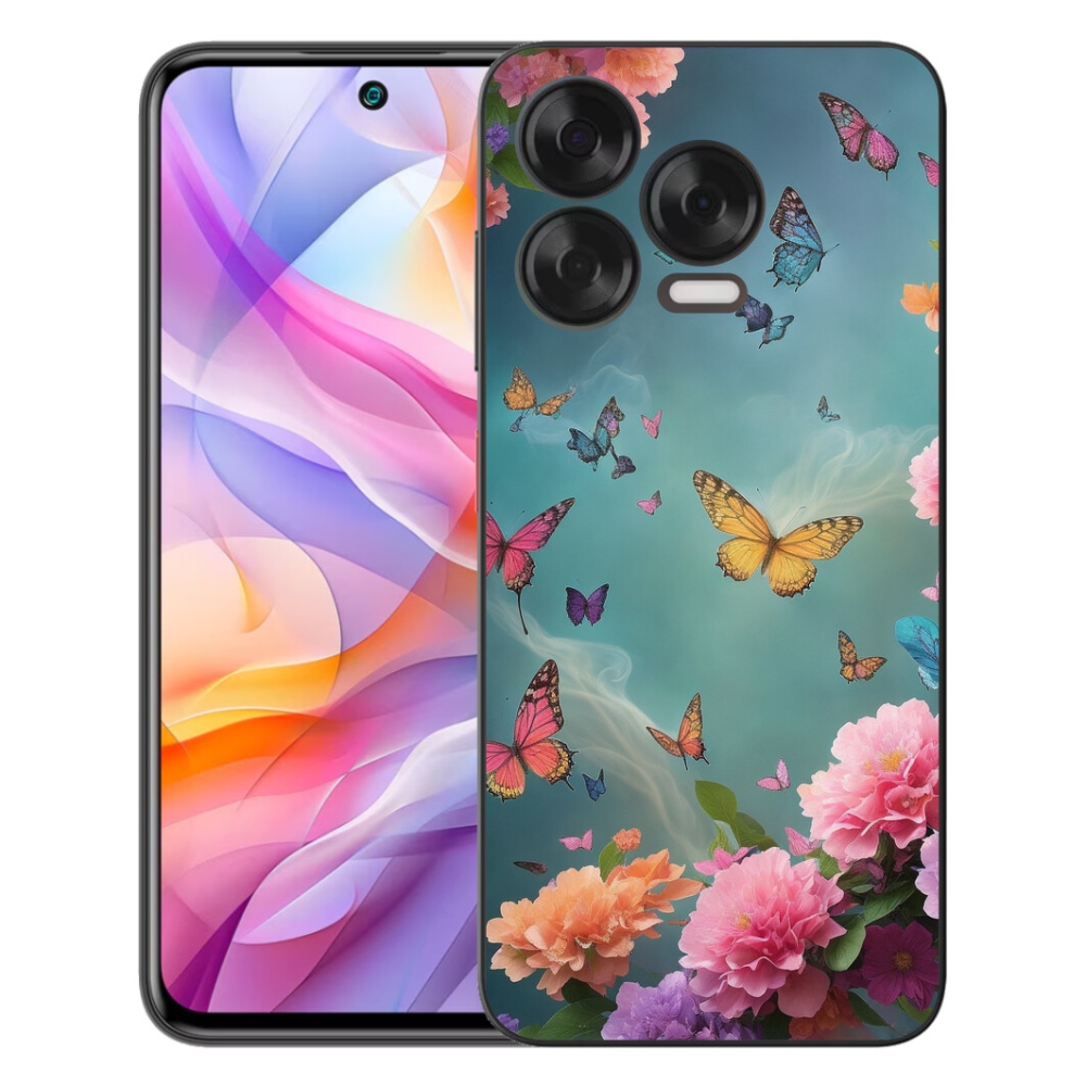 Gelový kryt mmCase na ZTE Blade V70 Vita - barevné květy a motýli