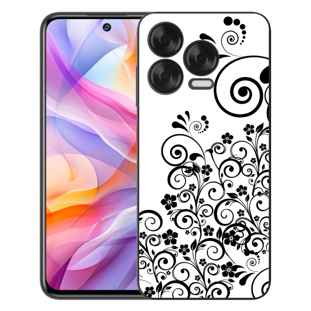 Gelový kryt mmCase na ZTE Blade V70 Vita - černobílé květinové vzory