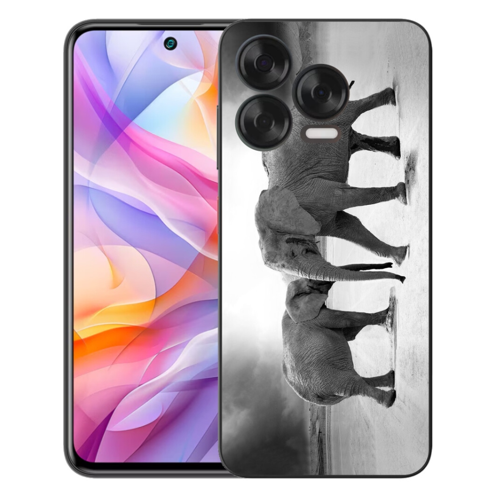 Gelový kryt mmCase na ZTE Blade V70 Vita - černobílí sloni