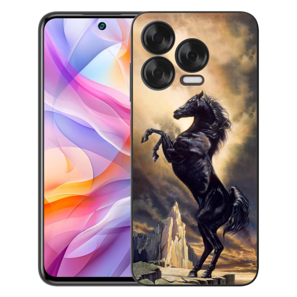 Gelový kryt mmCase na ZTE Blade V70 Vita - černý kreslený kůň