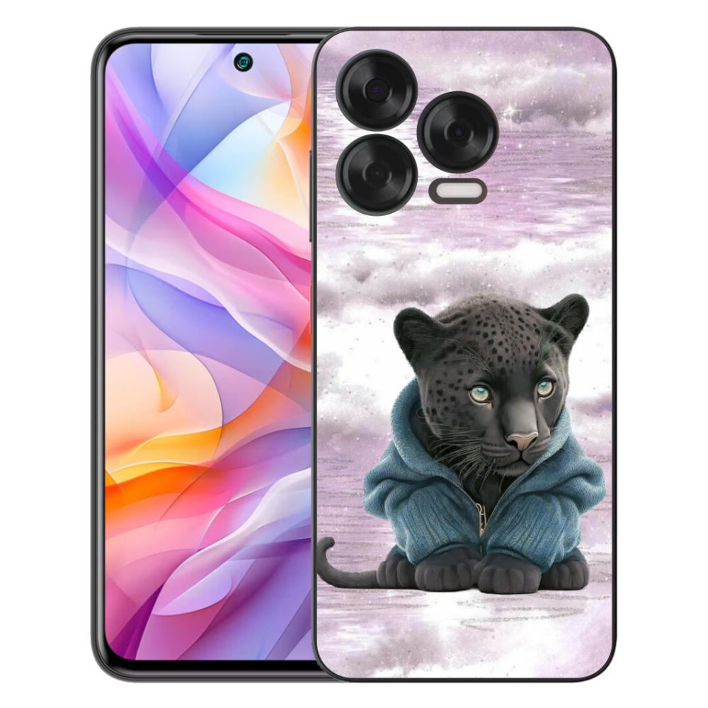 Gelový kryt mmCase na ZTE Blade V70 Vita - černý panter ve svetru
