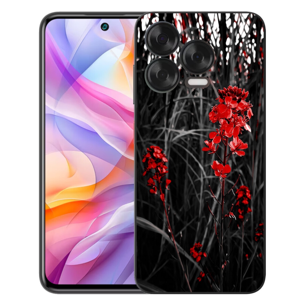 Gelový kryt mmCase na ZTE Blade V70 Vita - červená rostlina