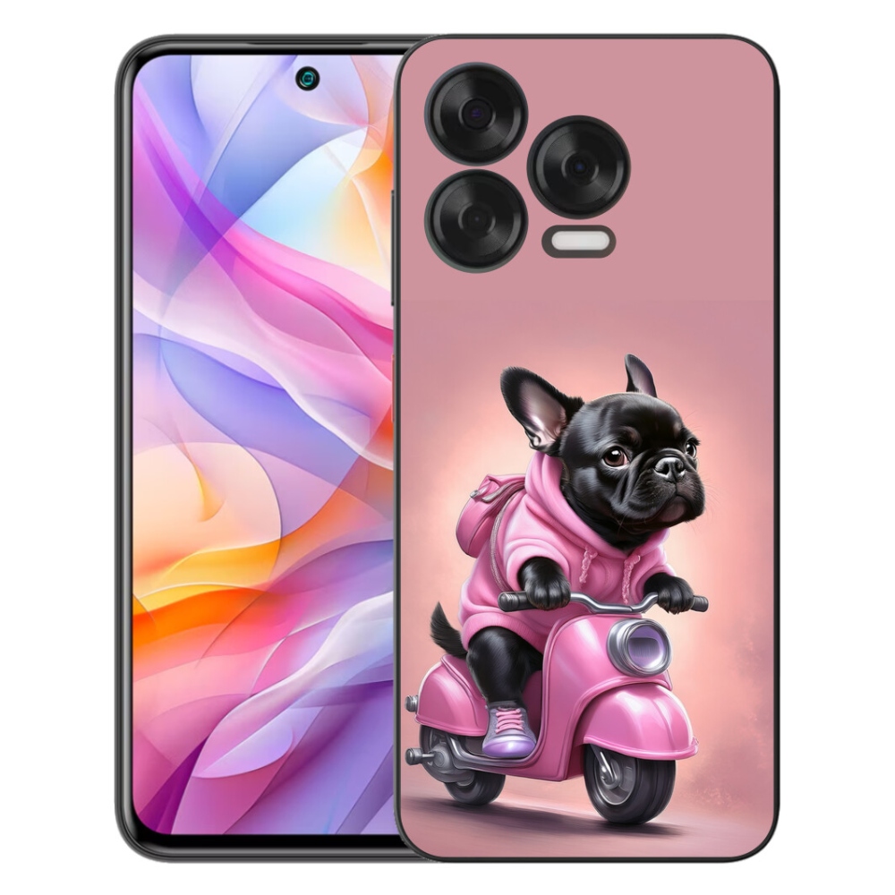 Gelový kryt mmCase na ZTE Blade V70 Vita - francouzský buldoček na skútru