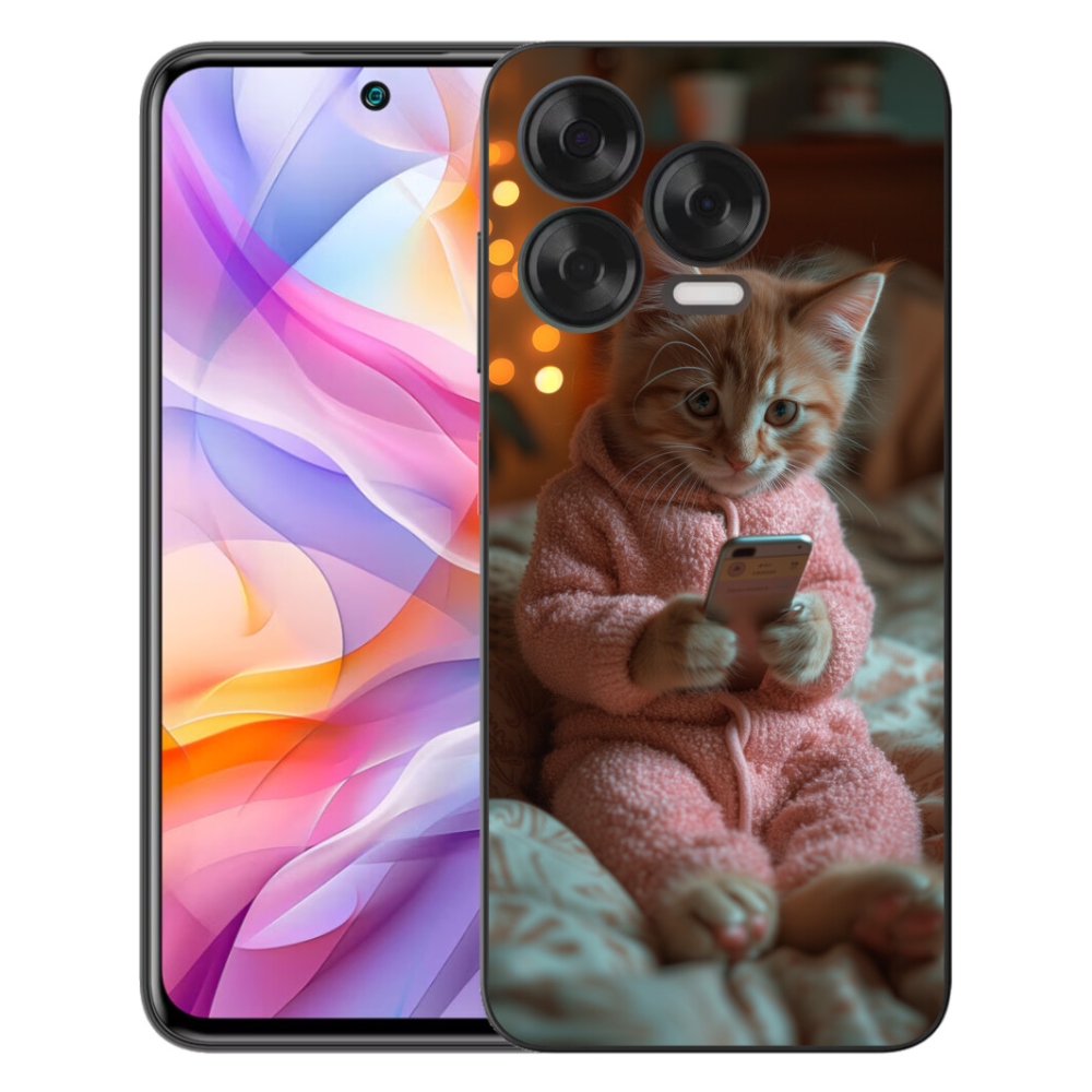 Gelový kryt mmCase na ZTE Blade V70 Vita - kotě s mobilem