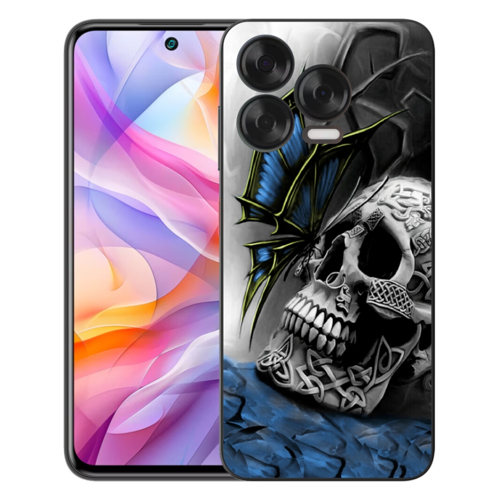 Gelový kryt mmCase na ZTE Blade V70 Vita - motýl a lebka