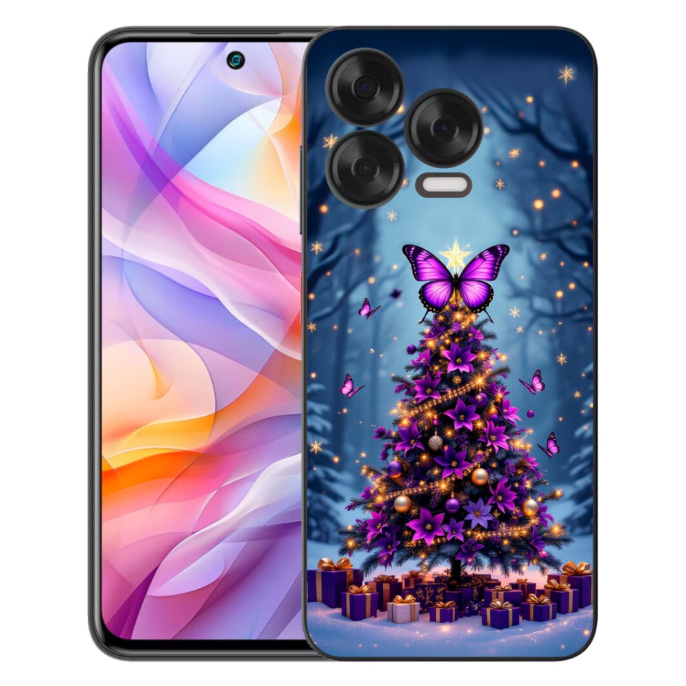 Gelový kryt mmCase na ZTE Blade V70 Vita - motýlí vánoční stromek