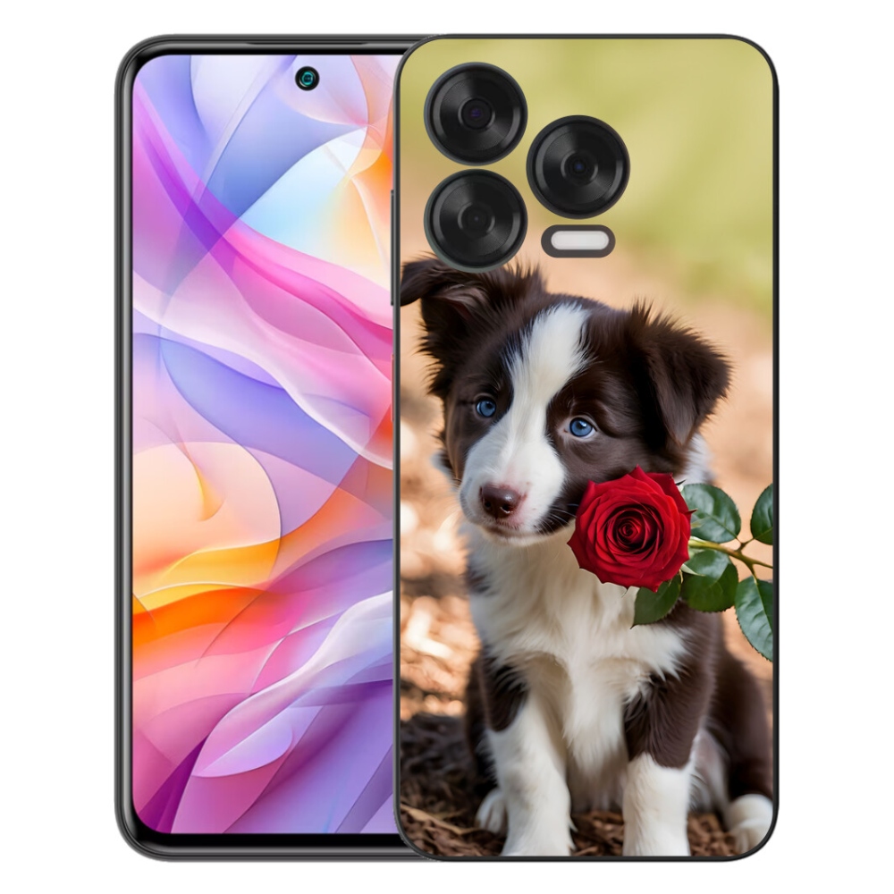 Gelový kryt mmCase na ZTE Blade V70 Vita - roztomilá border kolie s růží