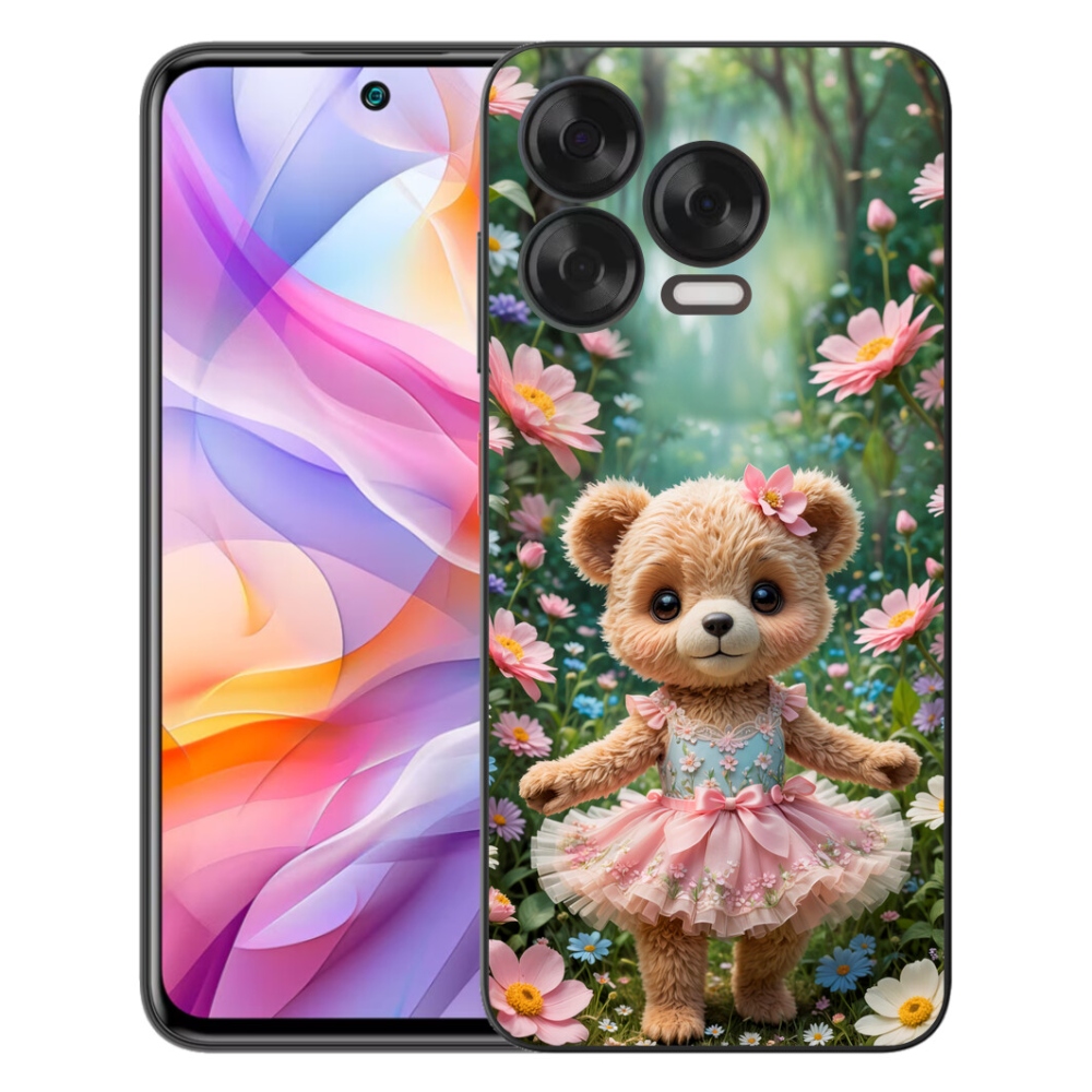 Gelový kryt mmCase na ZTE Blade V70 Vita - roztomilý medvídek v květinách