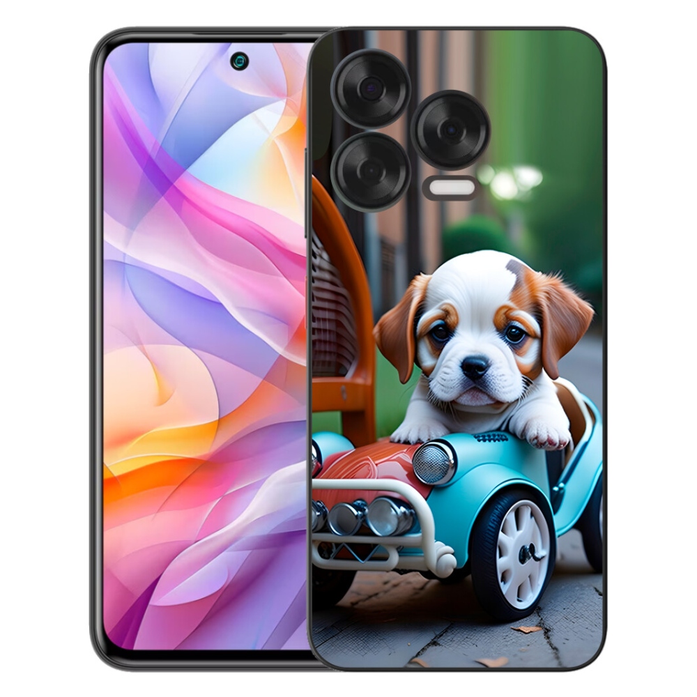 Gelový kryt mmCase na ZTE Blade V70 Vita - štěně v retro autě