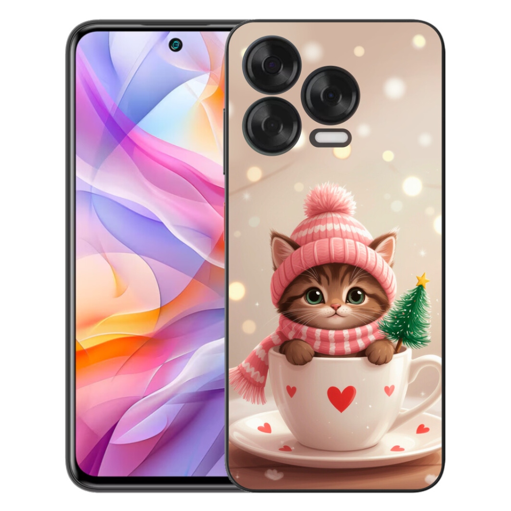 Gelový kryt mmCase na ZTE Blade V70 Vita - vánoční kotě v hrnku
