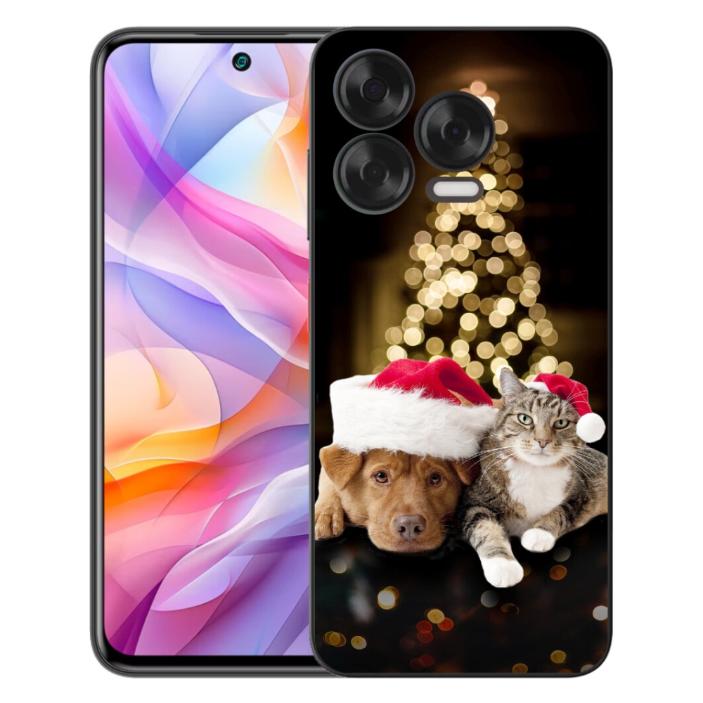 Gelový kryt mmCase na ZTE Blade V70 Vita - vánoční pes a kočka