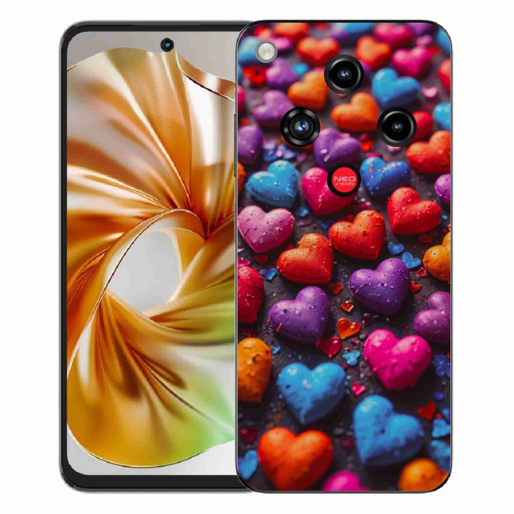Gelový kryt mmCase na ZTE Nubia Focus 2 - barevná srdce
