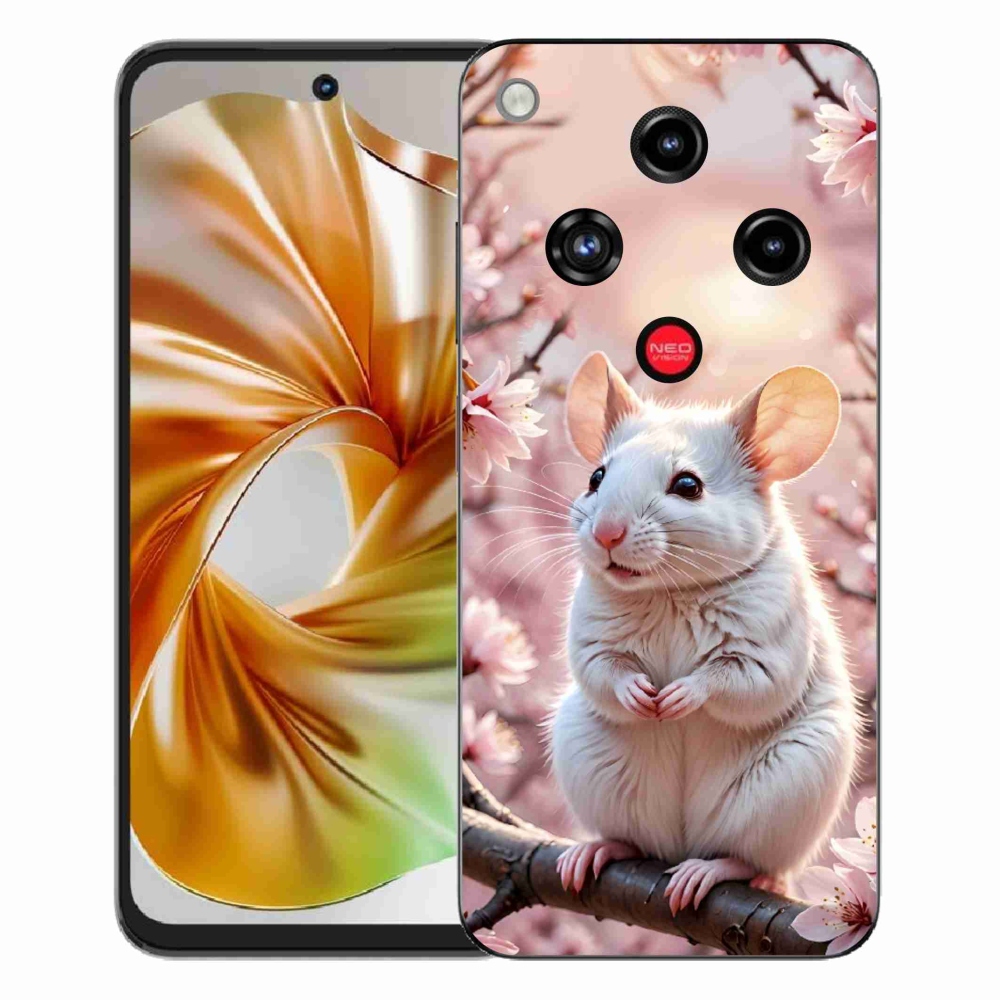 Gelový kryt mmCase na ZTE Nubia Focus 2 - bílá myš na větvi