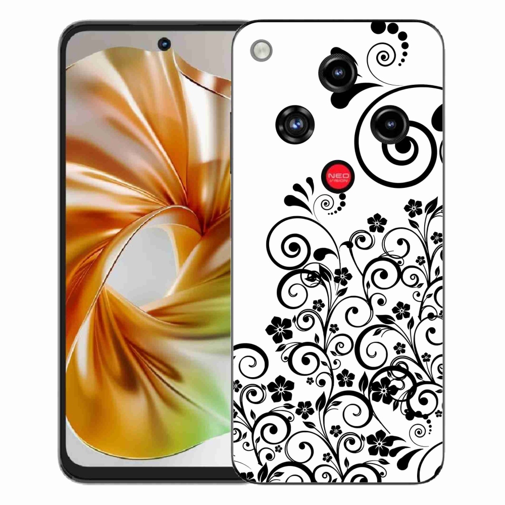 Gelový kryt mmCase na ZTE Nubia Focus 2 - černobílé květinové vzory