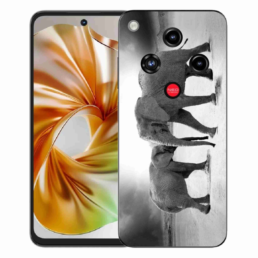 Gelový kryt mmCase na ZTE Nubia Focus 2 - černobílí sloni