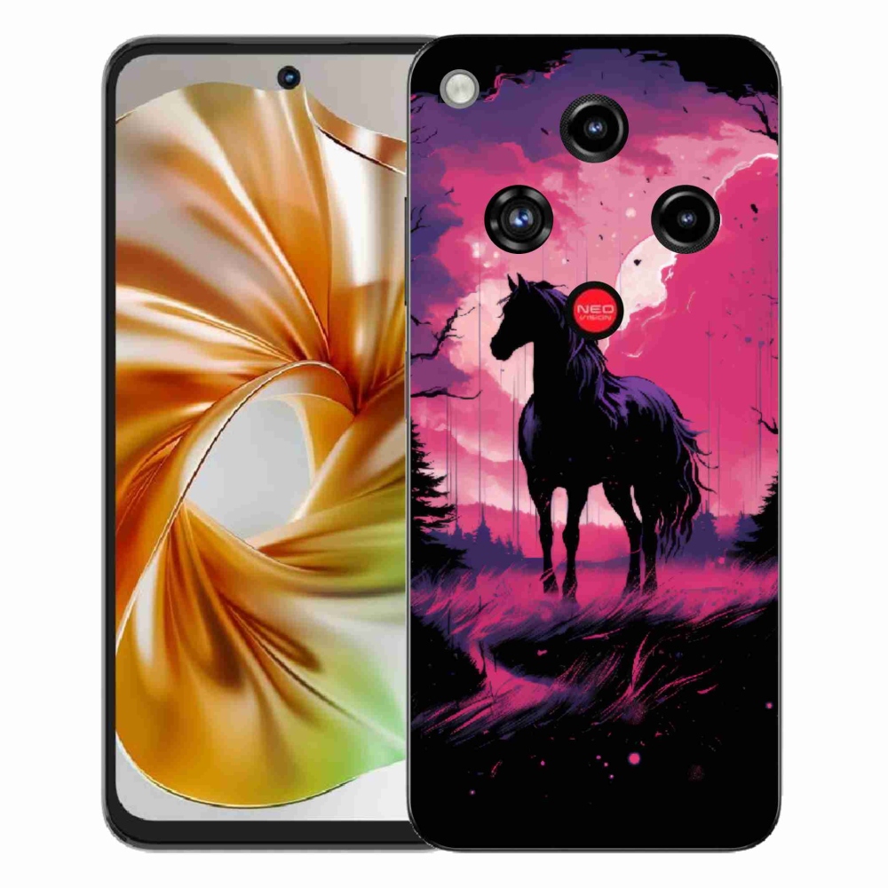 Gelový kryt mmCase na ZTE Nubia Focus 2 - černý kreslený kůň 1