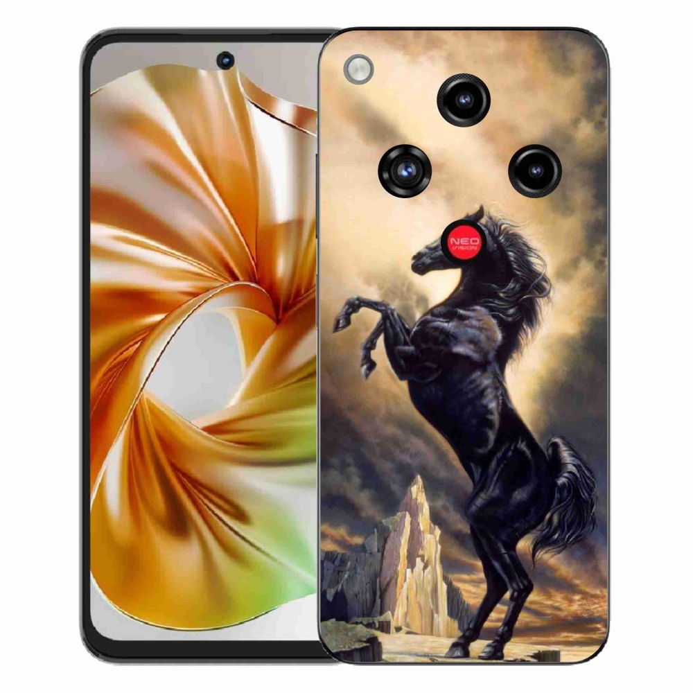 Gelový kryt mmCase na ZTE Nubia Focus 2 - černý kreslený kůň