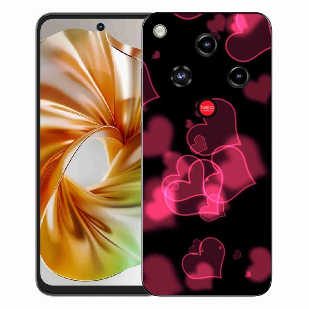 Gelový kryt mmCase na ZTE Nubia Focus 2 - červená srdíčka