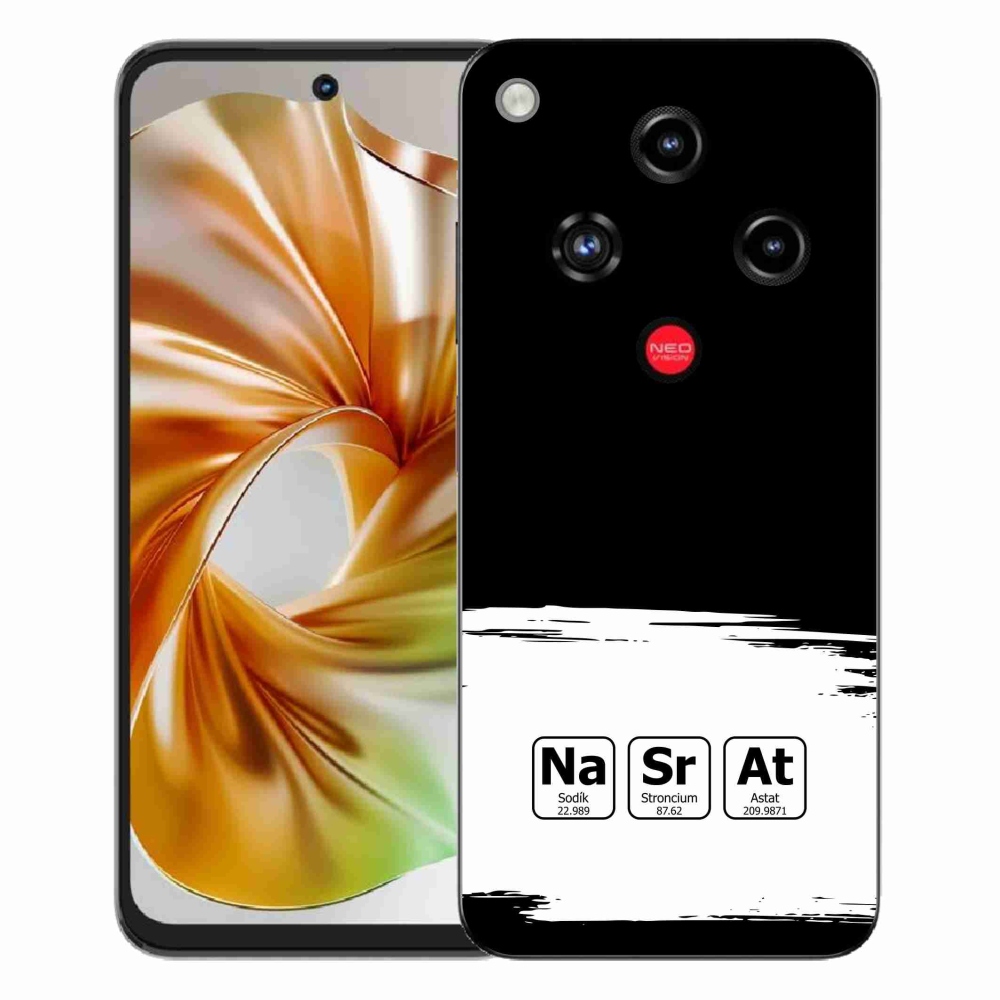 Gelový kryt mmCase na ZTE Nubia Focus 2 - chemické prvky bíločerné pozadí