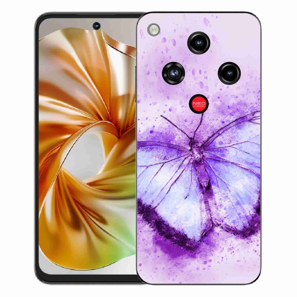 Gelový kryt mmCase na ZTE Nubia Focus 2 - fialový motýl