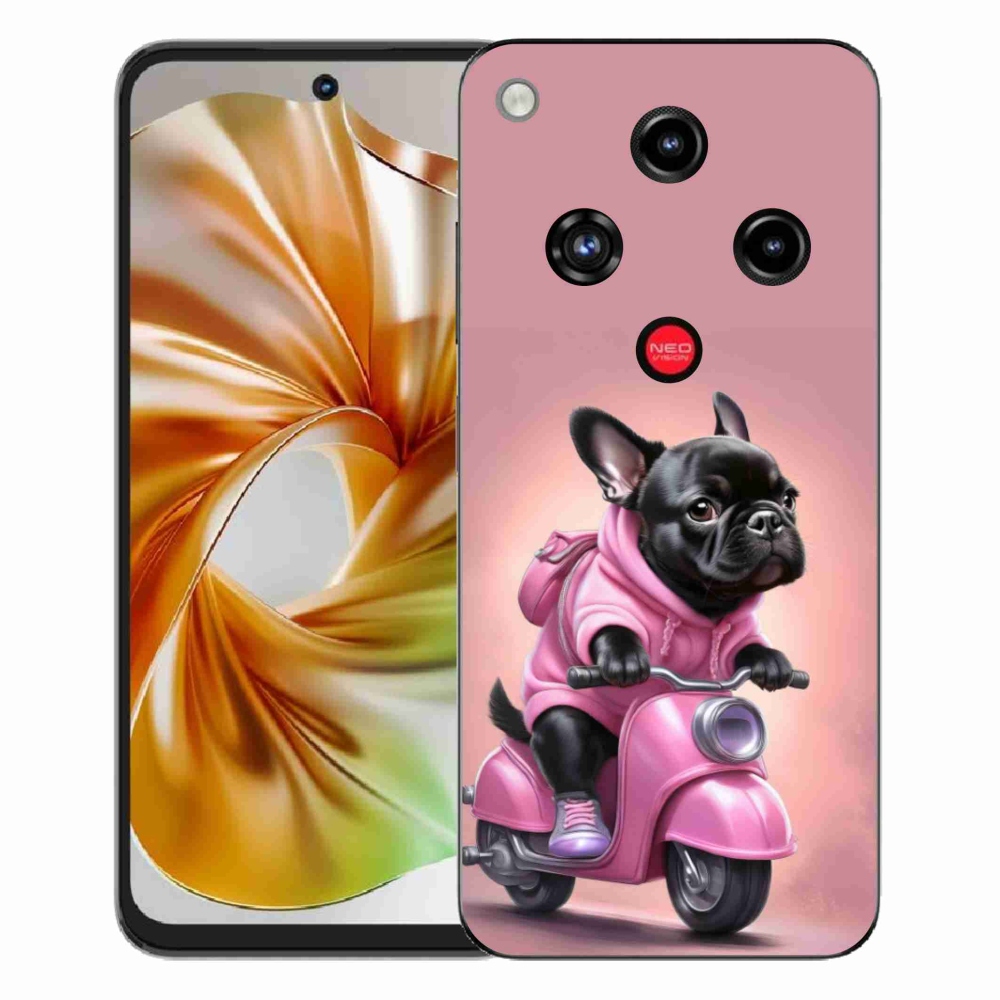 Gelový kryt mmCase na ZTE Nubia Focus 2 - francouzský buldoček na skútru