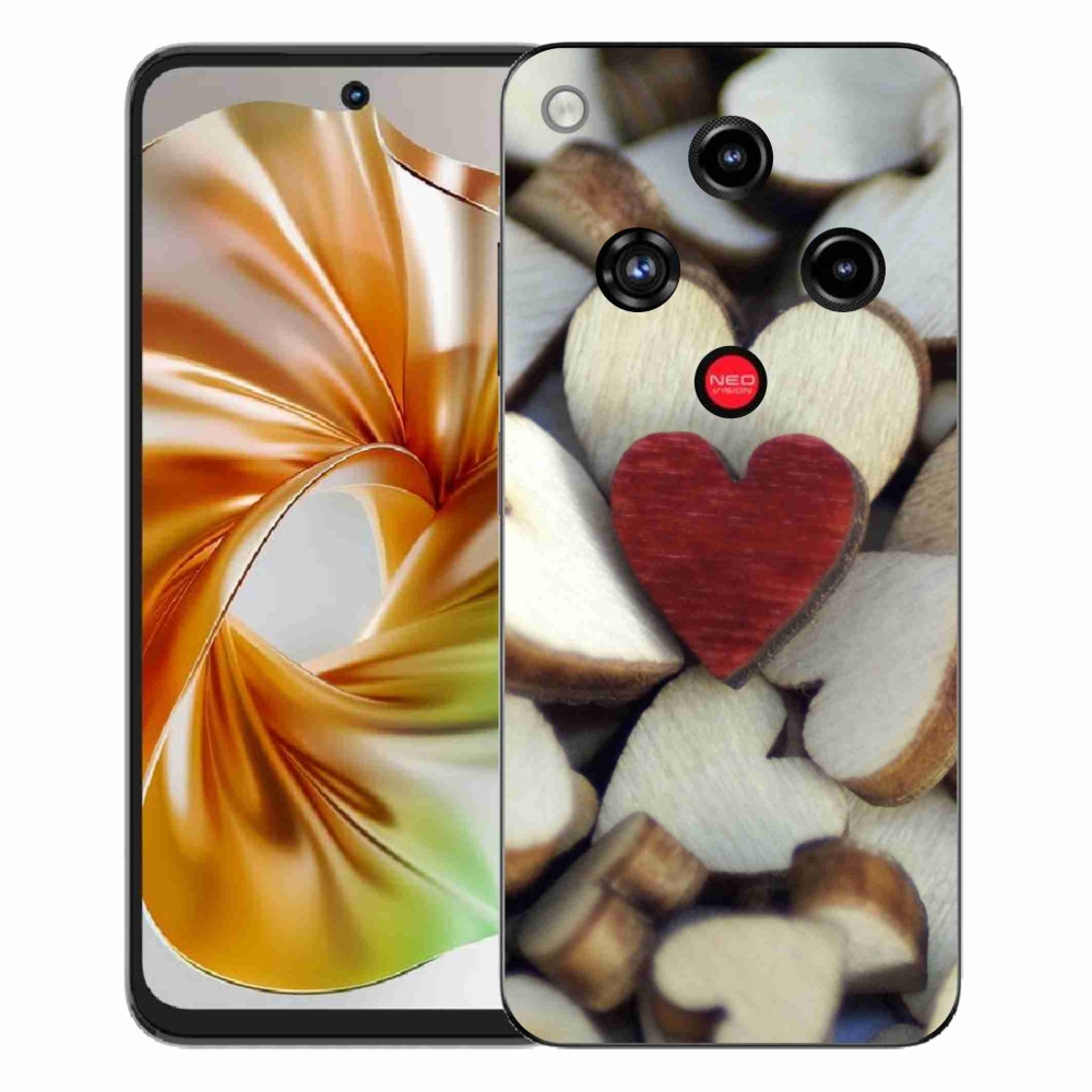 Gelový kryt mmCase na ZTE Nubia Focus 2 - gravírované červené srdce 