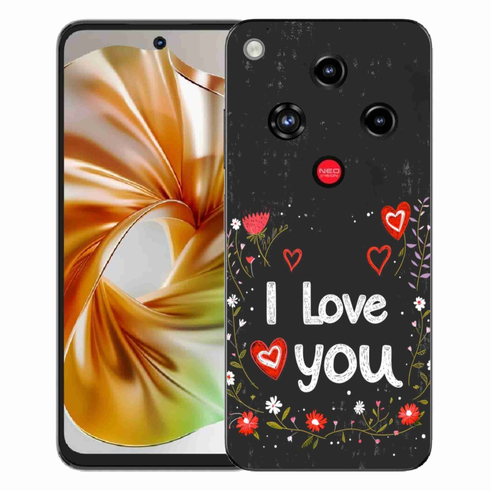 Gelový kryt mmCase na ZTE Nubia Focus 2 - I love you černé pozadí