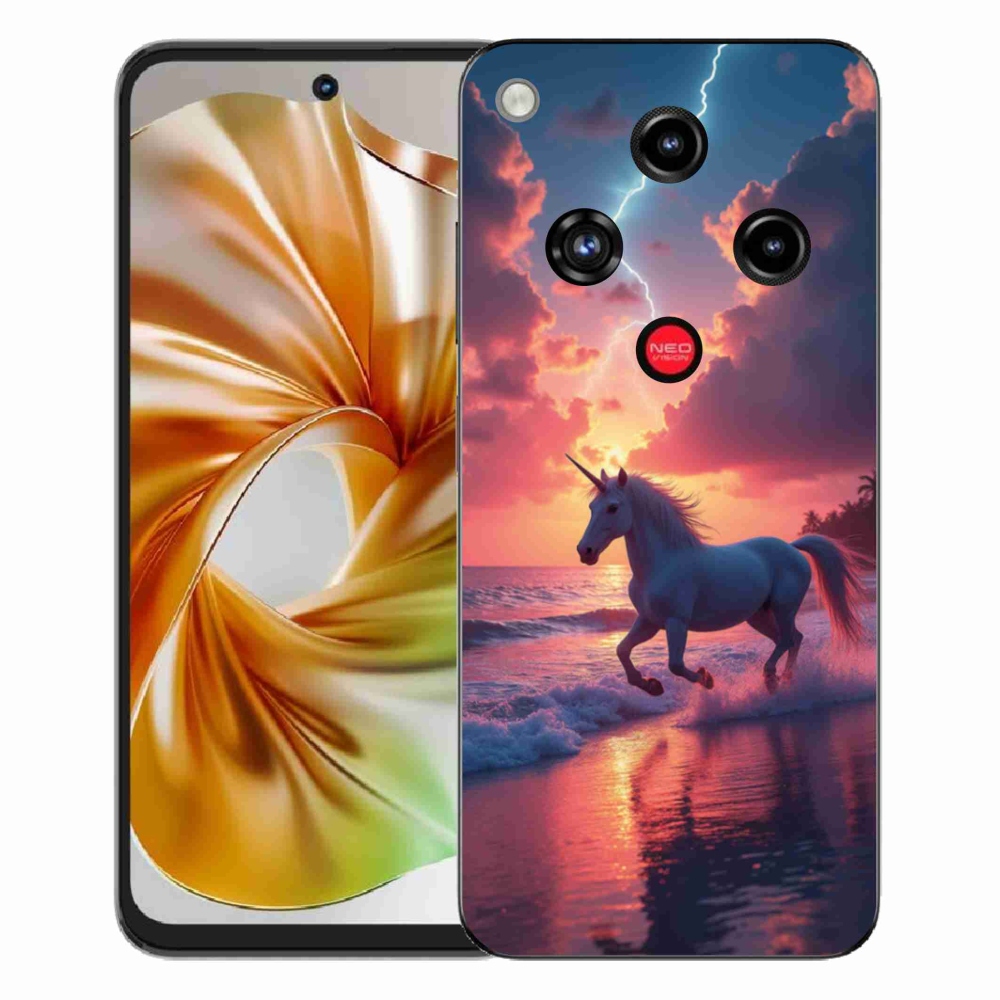 Gelový kryt mmCase na ZTE Nubia Focus 2 - jednorožec na pláži