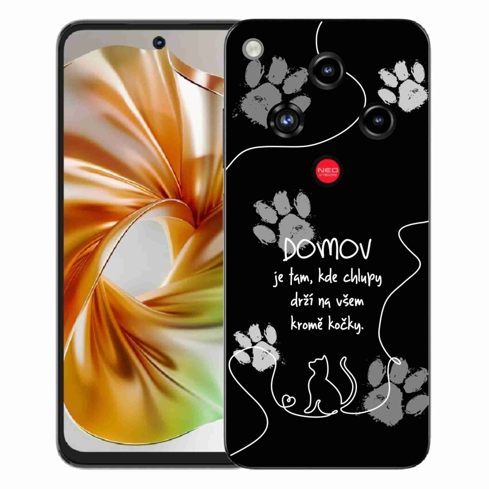 Gelový kryt mmCase na ZTE Nubia Focus 2 - kočičí motiv černé pozadí