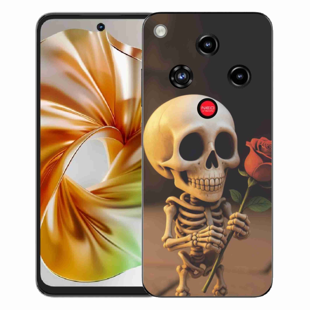 Gelový kryt mmCase na ZTE Nubia Focus 2 - kostlivec s růží