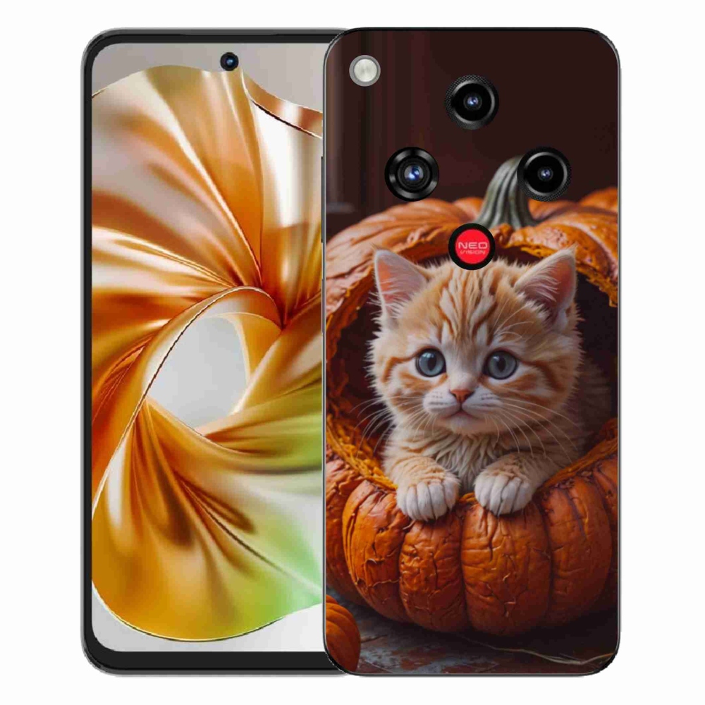 Gelový kryt mmCase na ZTE Nubia Focus 2 - kotě a dýně 2
