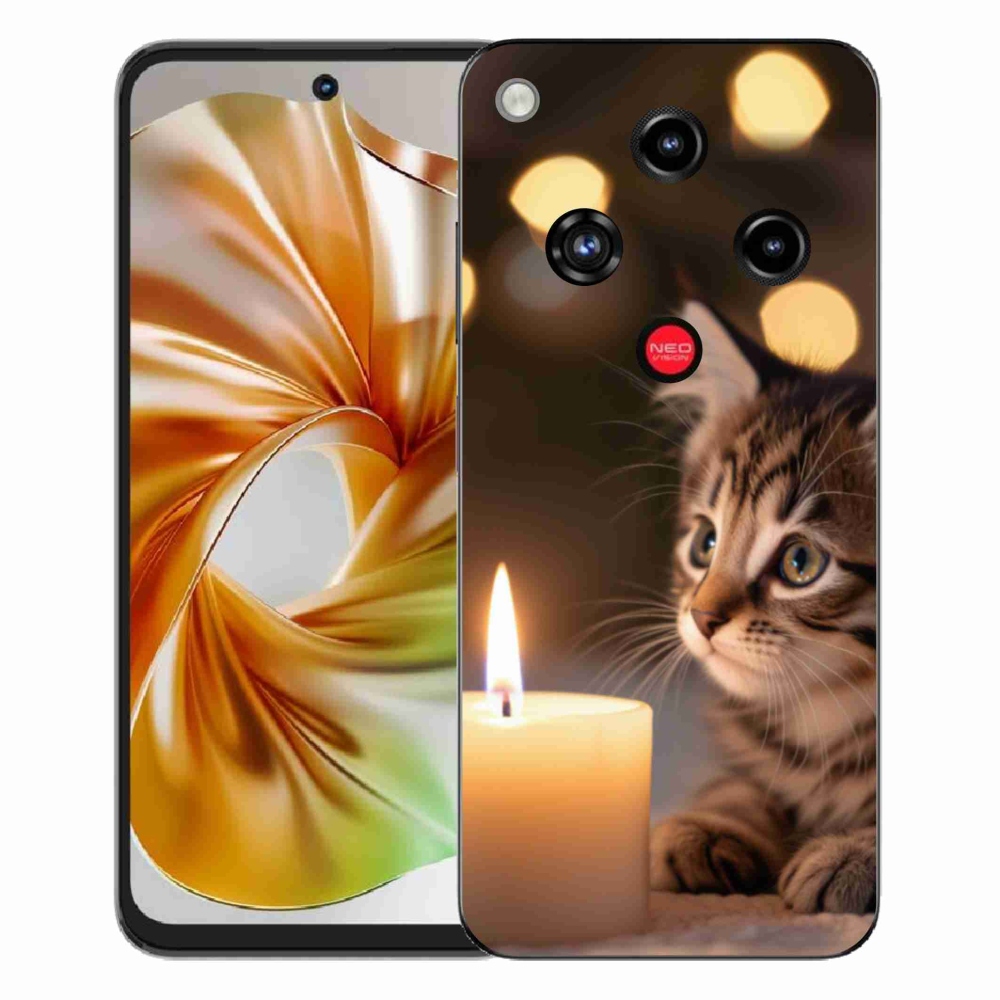 Gelový kryt mmCase na ZTE Nubia Focus 2 - kotě a svíčka