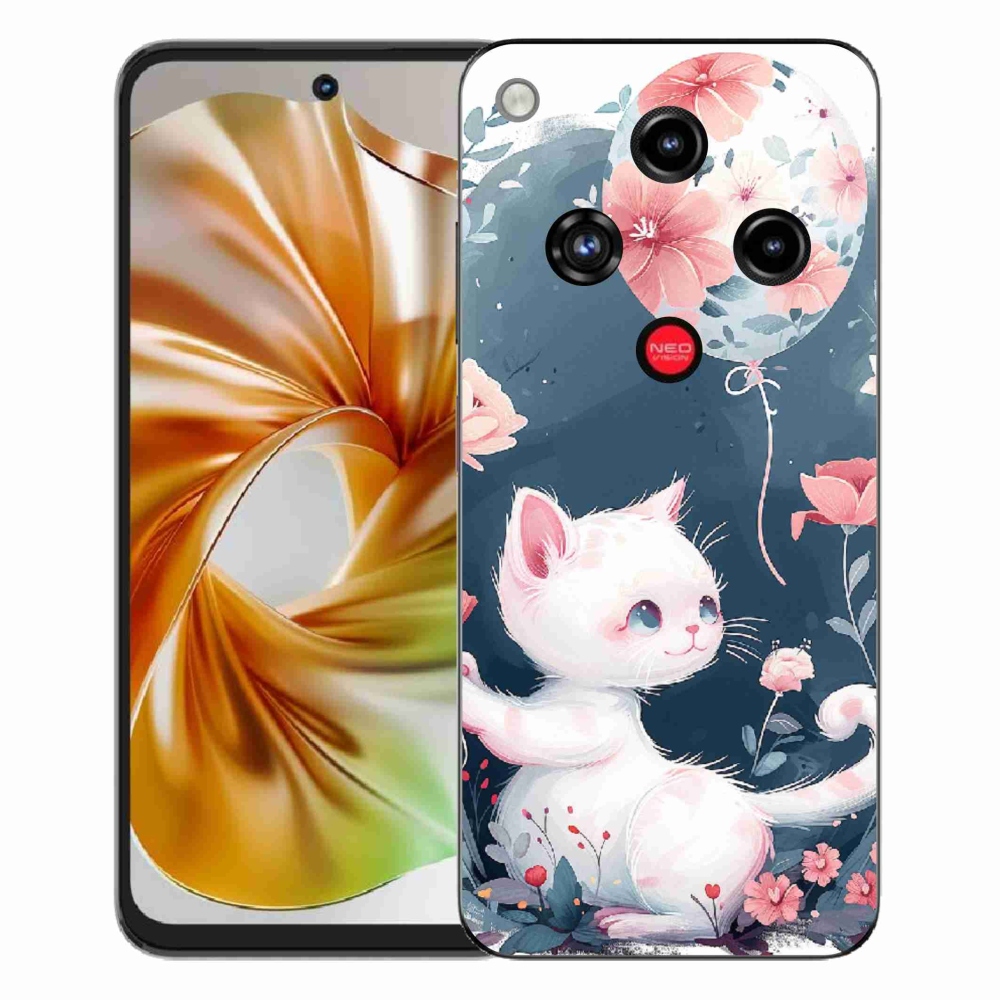 Gelový kryt mmCase na ZTE Nubia Focus 2 - kotě s balónkem