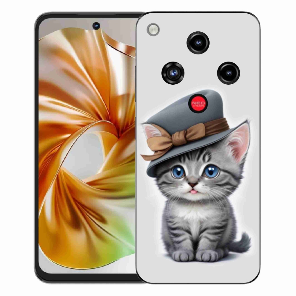 Gelový kryt mmCase na ZTE Nubia Focus 2 - kotě s kloboukem