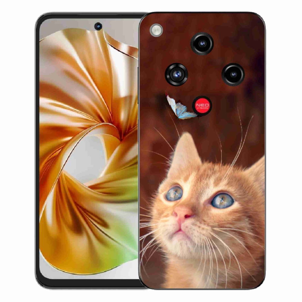 Gelový kryt mmCase na ZTE Nubia Focus 2 - motýl a kotě