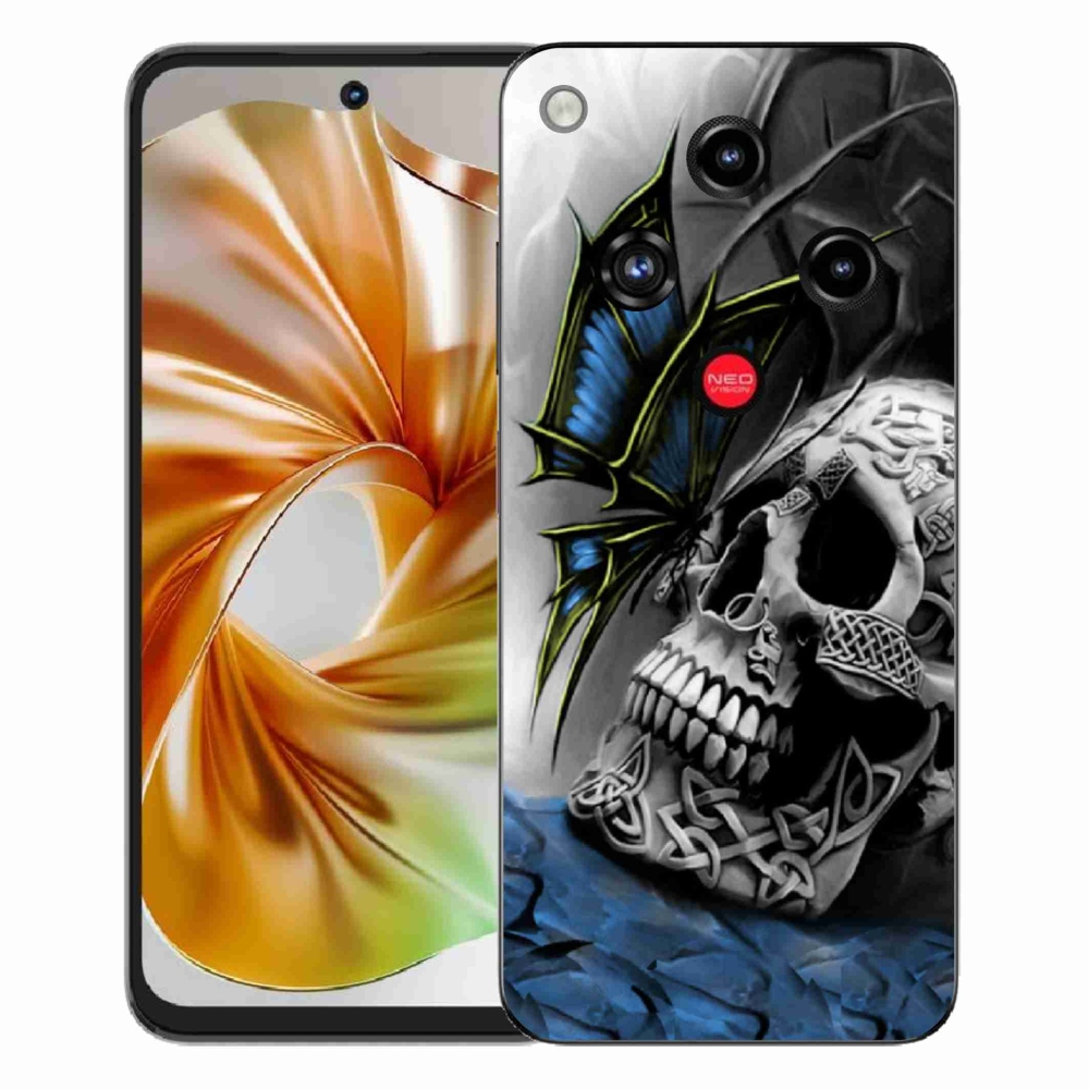 Gelový kryt mmCase na ZTE Nubia Focus 2 - motýl a lebka