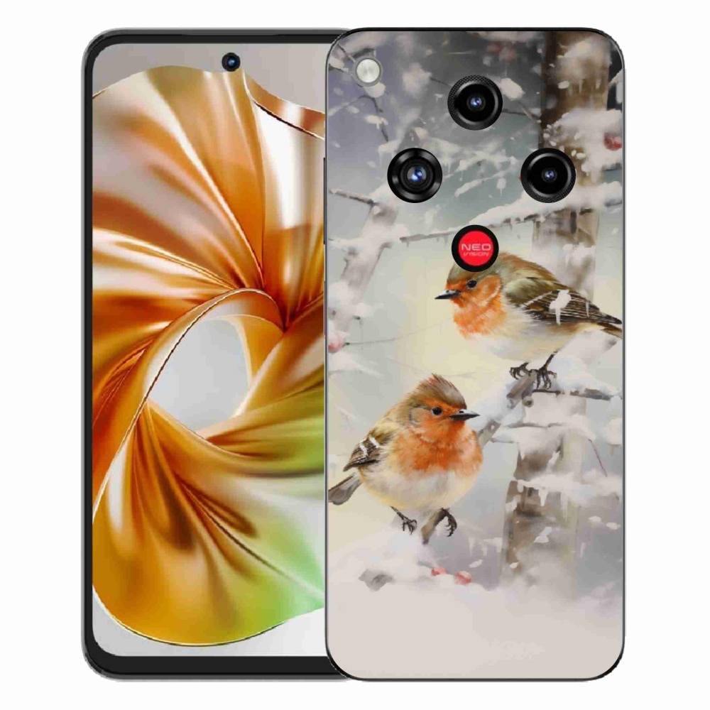 Gelový kryt mmCase na ZTE Nubia Focus 2 - ptáčci v zimě